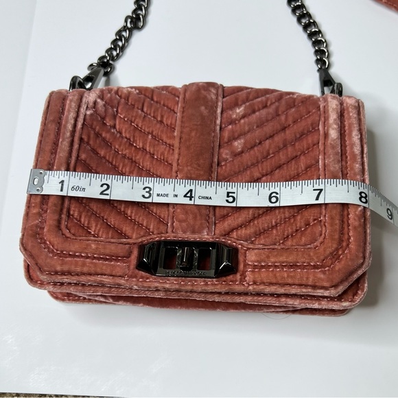 Rebecca Minkoff ‘Small Love’ Pink Velvet Crossbody Bag Dusty Rose - Picture 8 of 16